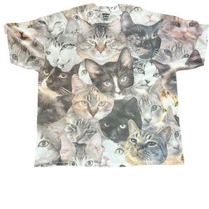 Gildan Cat Print T-Shirt Mens Size 2X